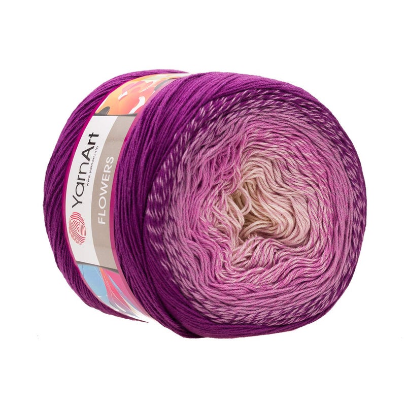 YarnArt Yarn Art YarnArt Flowers Yarn 55% Cotton 45% Acrylic 250gr 1094yds Multicolor Cotton Yarn Rainbow Crochet Yarn Spring Summer - 1 Fine Sport Skein (290) - Image 1